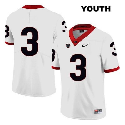 Youth Georgia Bulldogs NCAA #3 Zamir White Nike Stitched White Legend Authentic No Name College Football Jersey KNH0354ZO